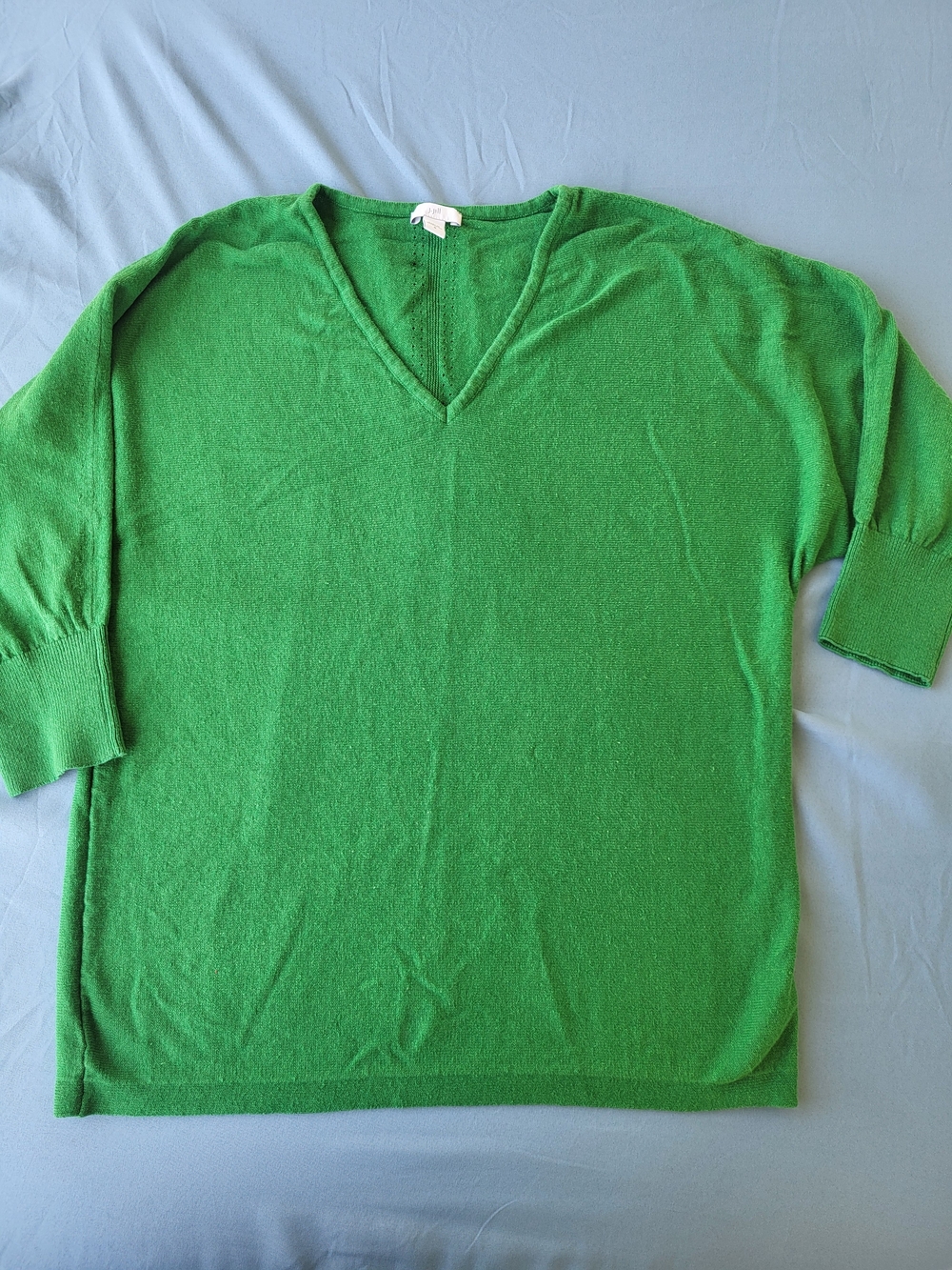 J. Jill Bright Green V-Neck Sweater